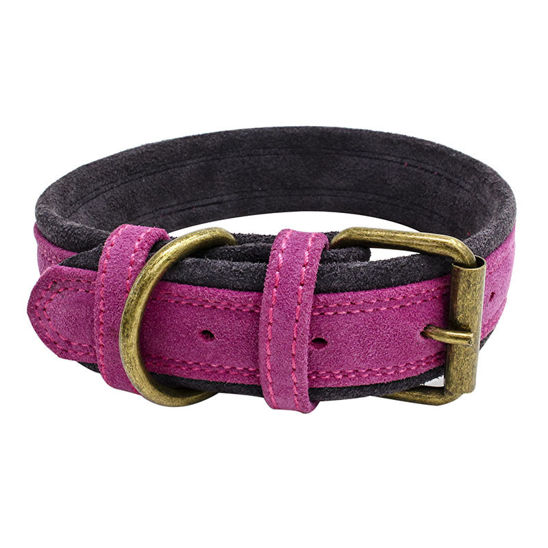 Double Contrast Color Nubuck Leather Pet Collar