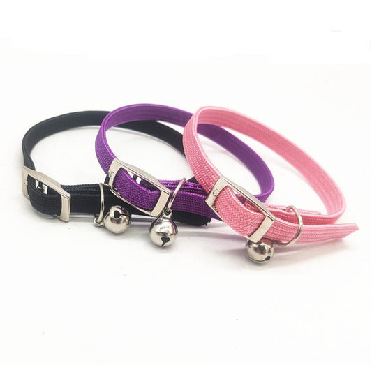 Ondaum Adjustable Cat Collar with Bell – Soft Polyester, Monochrome Design, Free Size