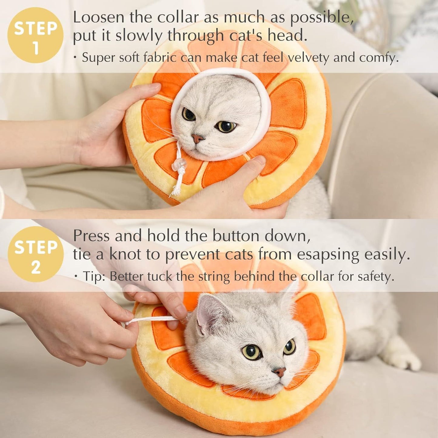 Ondaum Pet Cute Cat Collar Cone for Recovery After Surgery - Adjustable Soft Fabric Cone for Kittens