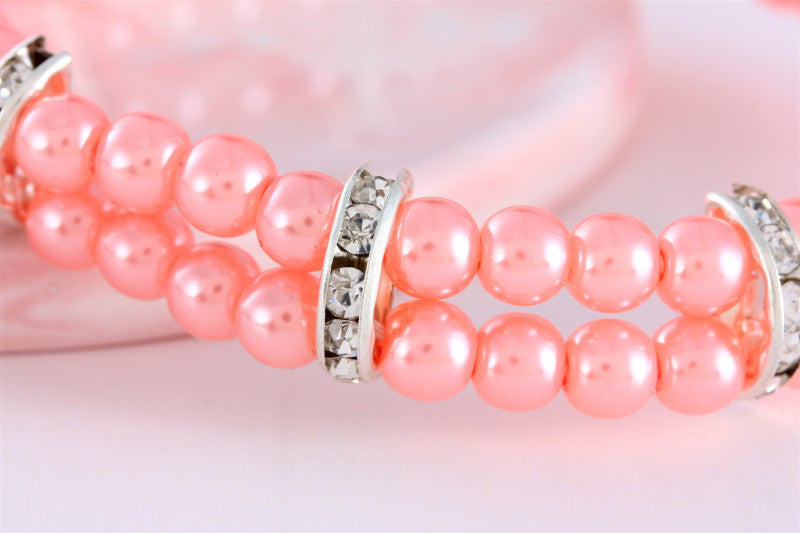 Ondaum Pet Pearl Necklace for Dogs & Cats – Elegant Two-Row Rhinestone & Pearl Pet Accessory