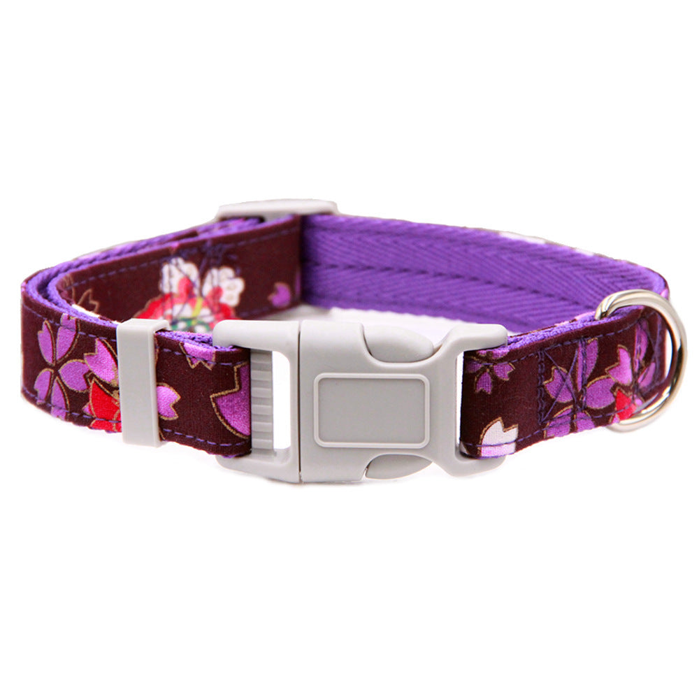 Ondaum Adjustable Pet Collar with Floral Bow Tie, Thickened Double Layer, Princess Style