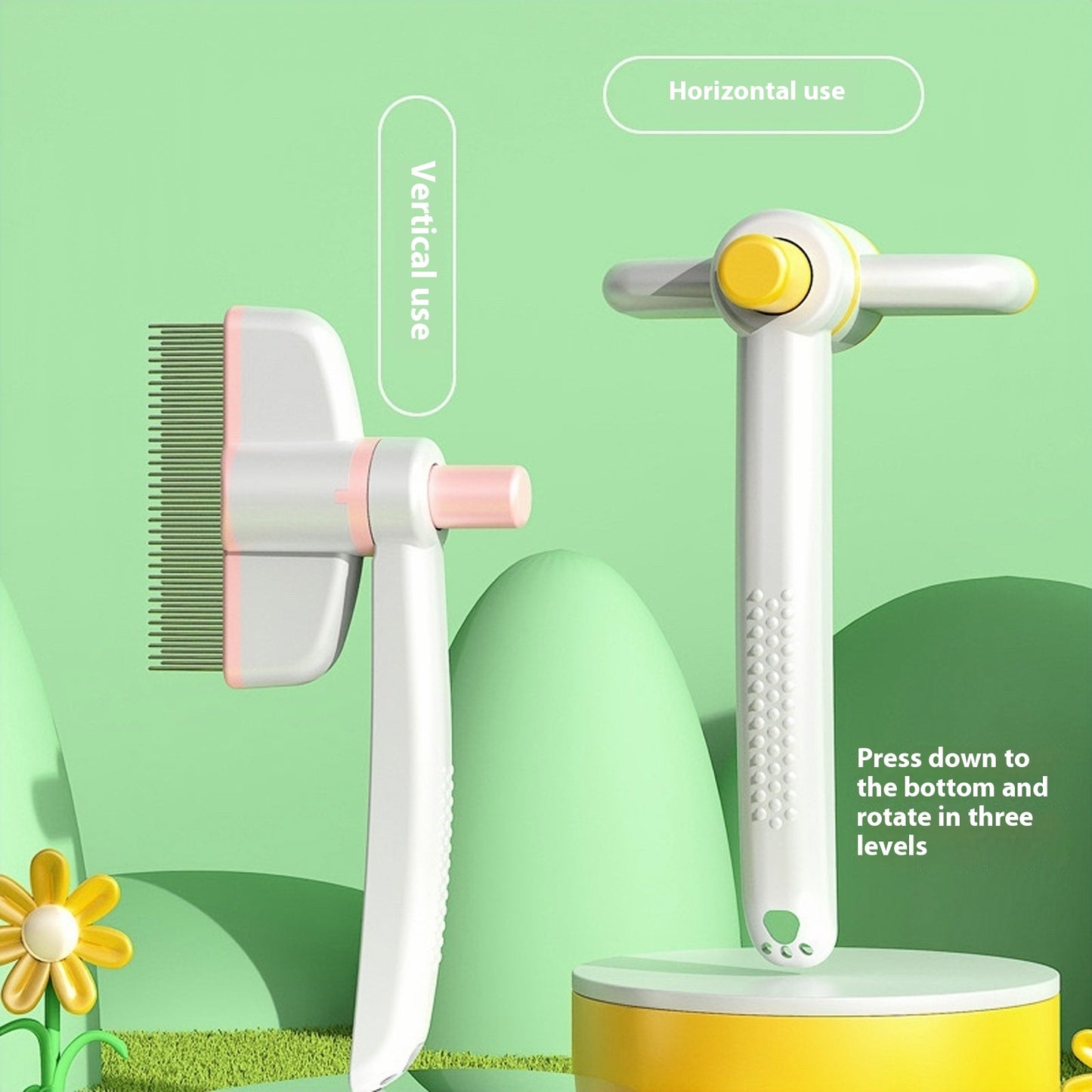 Self-Cleaning Pet Comb for Long-Haired Cats and Dogs - Effortless Grooming & Flea Removal