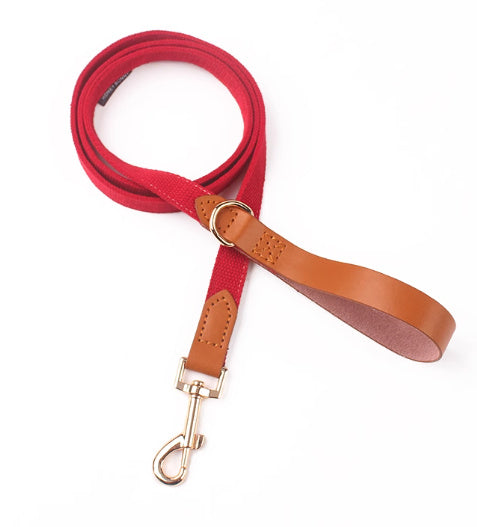 Canvas Hand-Held Rope & Leather-Stitched Collar Set – Durable & Stylish Pet Accessory