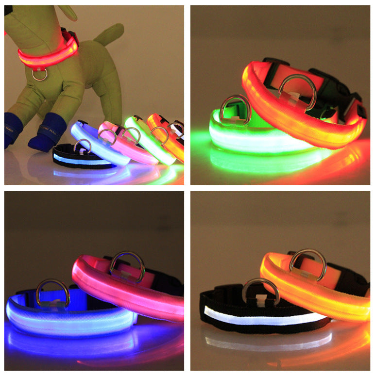 ONDAUM LED Luminous Pet Dog Collar – Rechargeable & Adjustable Night Safety Collar with Multicolor Lights