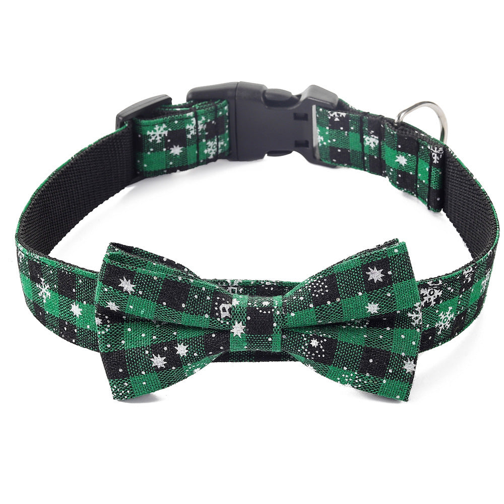 Christmas snowflake red bow collar