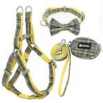 Ondaum Pet Cotton Plaid Dog Leash & Collar Set with Snack Bag – Stylish, Durable, and Comfortable for All Breeds