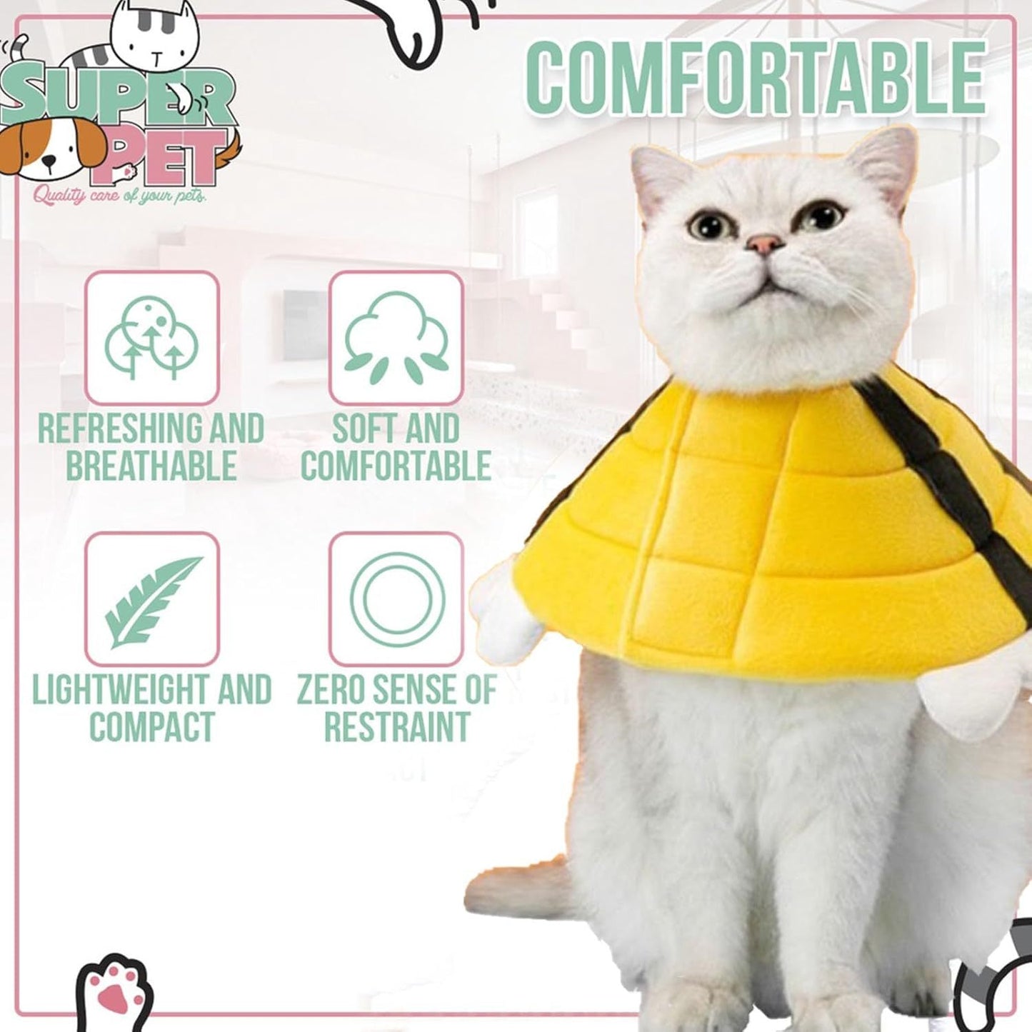 Ondaum Pet Soft and Breathable Cat Cone Collar - Cute Bee Design for Comfortable Recovery and Scratch Prevention
