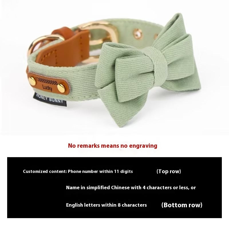 Ondaum Leather Bowknot Dog Collar with Hand Holding Rope – Stylish Pet Accessory with Alloy Details