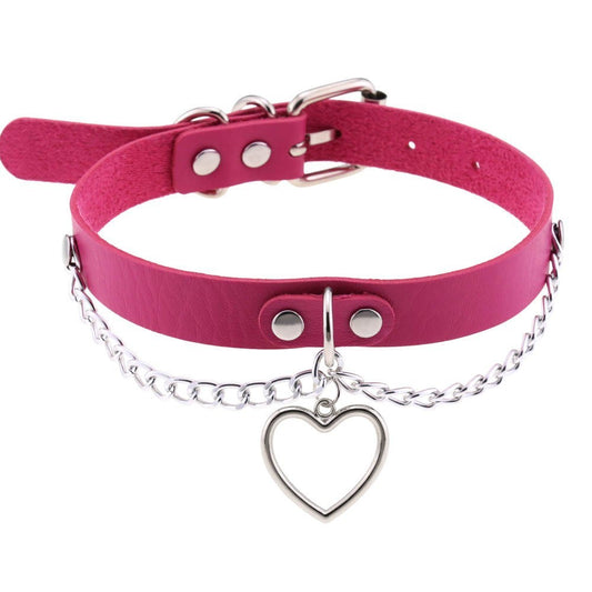 Stylish Leather Dog Collar with Heart Charm