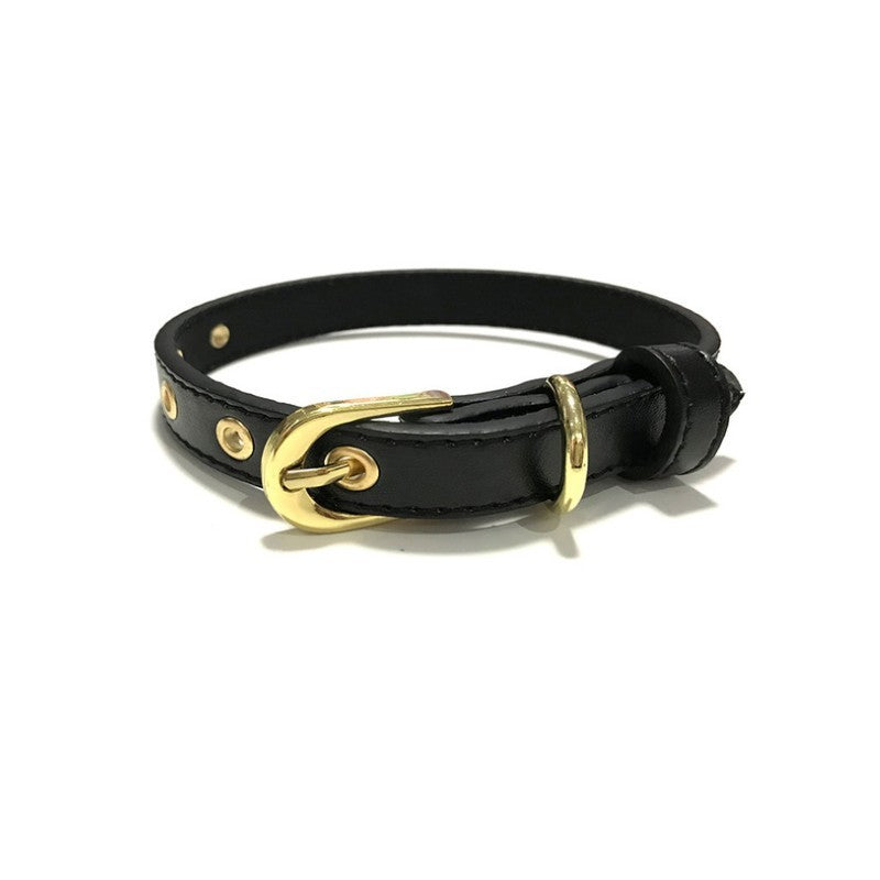 Ondaum Pet PU Collar with Gold Buckle