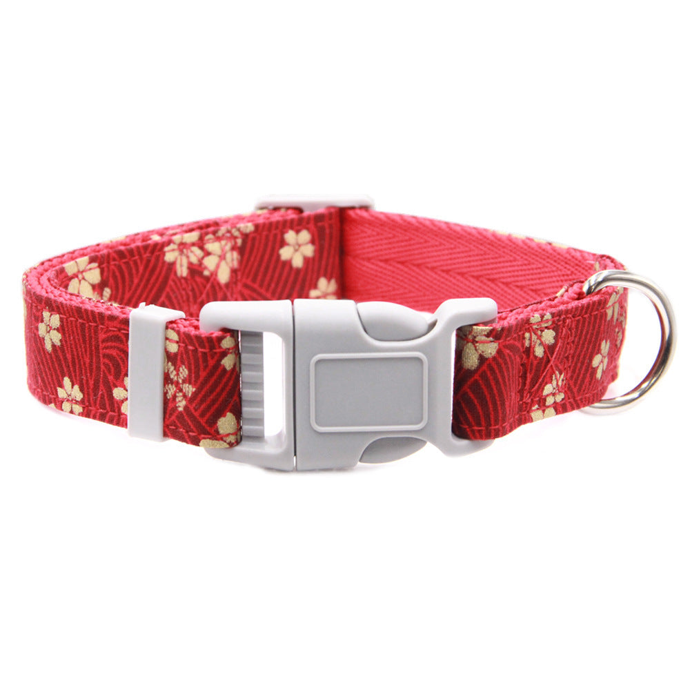 Ondaum Adjustable Pet Collar with Floral Bow Tie, Thickened Double Layer, Princess Style