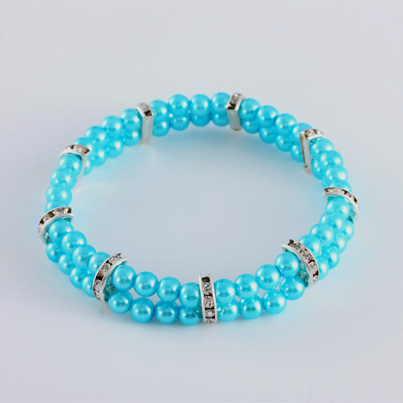 Ondaum Pet Pearl Necklace for Dogs & Cats – Elegant Two-Row Rhinestone & Pearl Pet Accessory