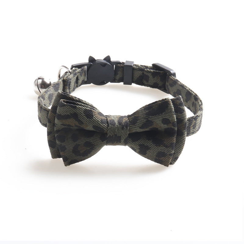 New Leopard Pattern Pet Collar Cat Collar With Bell Cat Collar Factory Direct Sales