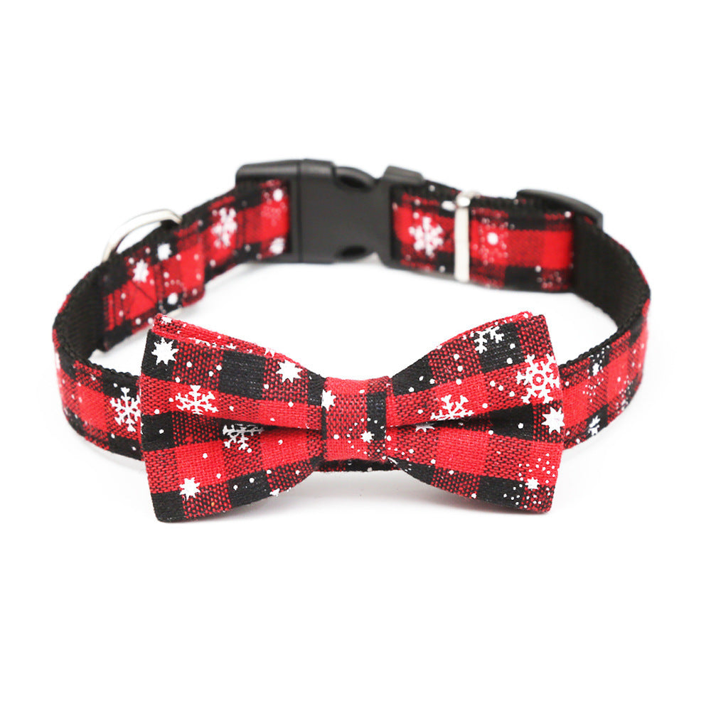 Christmas snowflake red bow collar