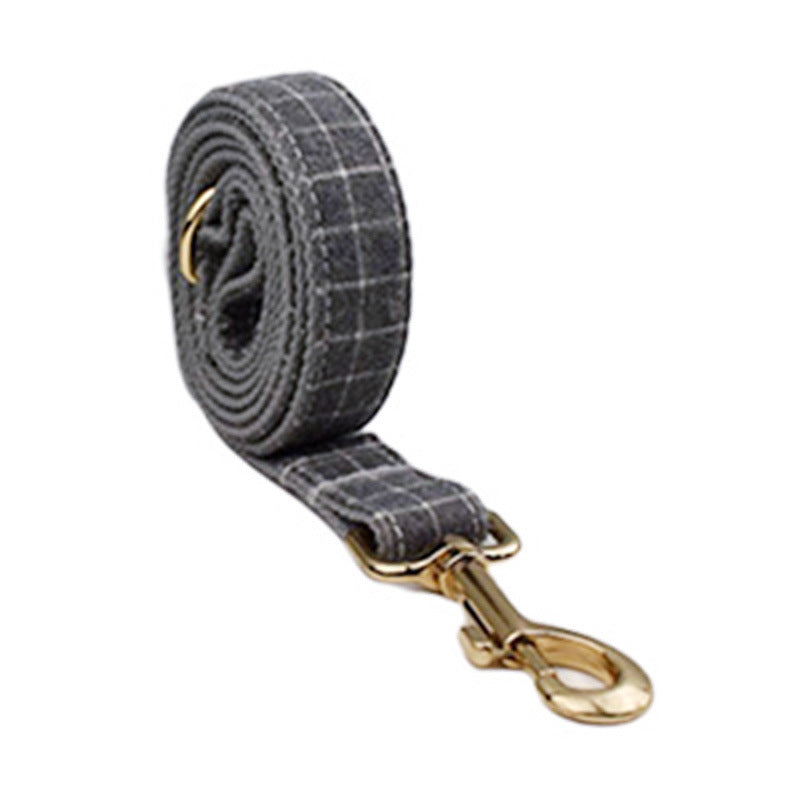 Gray Plaid Flannel Pet Collar Set