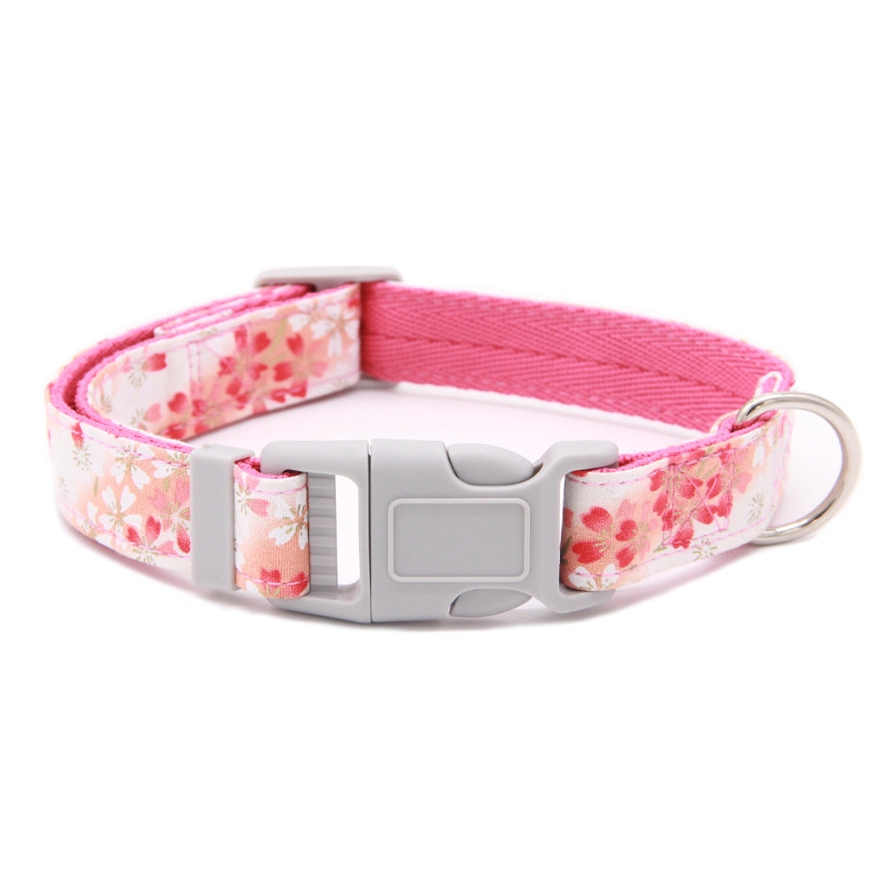 Ondaum Adjustable Pet Collar with Floral Bow Tie, Thickened Double Layer, Princess Style