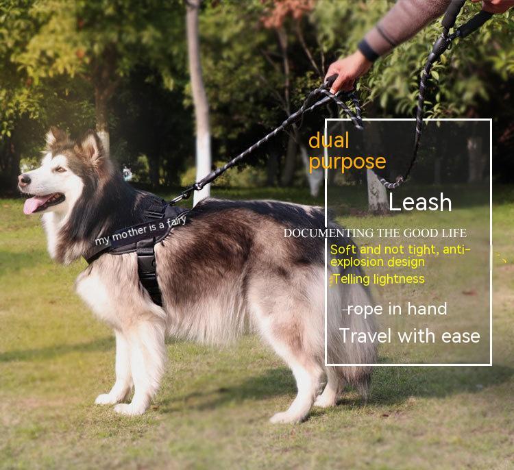 Nylon Woven Reflective Round Rope Double Handle Dog Hand Holding Rope