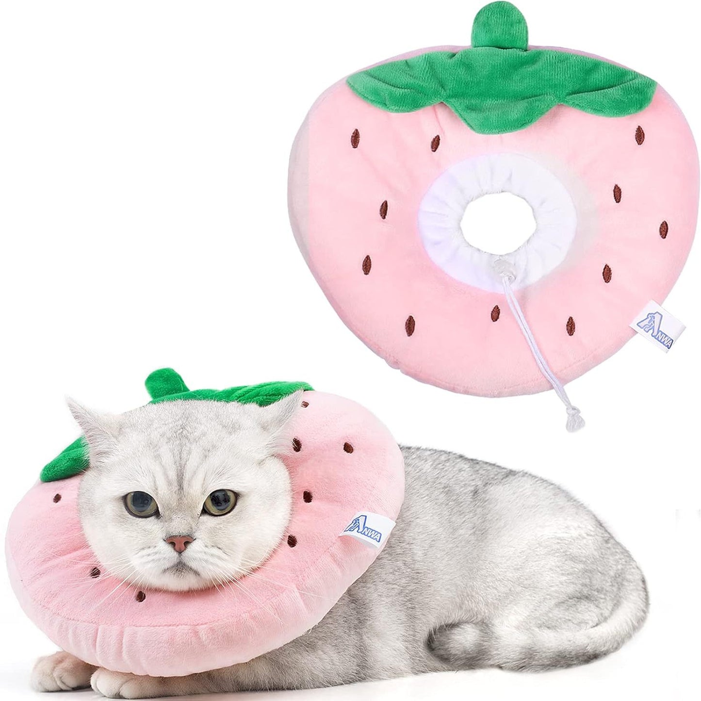 Ondaum Pet Cute Cat Collar Cone for Recovery After Surgery - Adjustable Soft Fabric Cone for Kittens