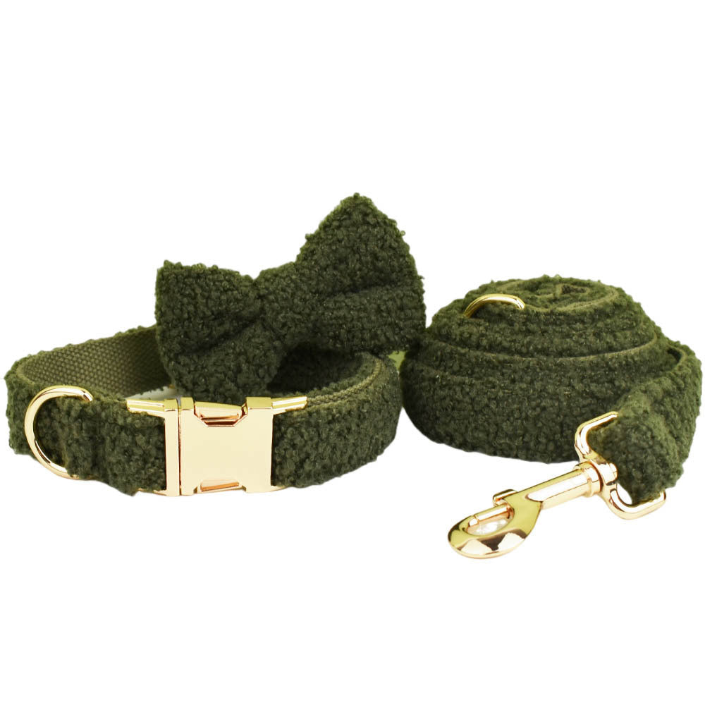 Army Green Velvet Pet Fashion Set