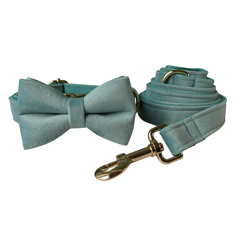 Lake Green Flannel Dog Collar with Gold Buckle