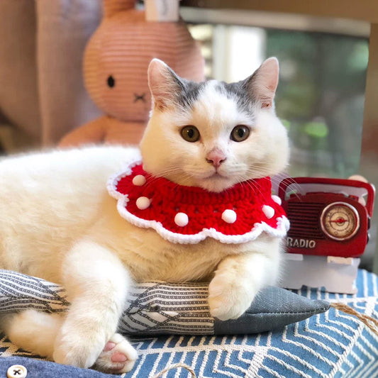 Ondaum Cute Pet Knitted Collar – Soft & Stylish Wool Scarf for Cats, Dogs & Rabbits