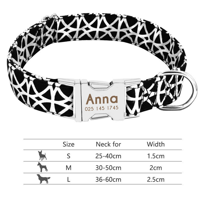 Personalized Nylon Pet Collar - Customizable Mohair Collar for Dogs and Cats, Available in Multiple Colors and Sizes