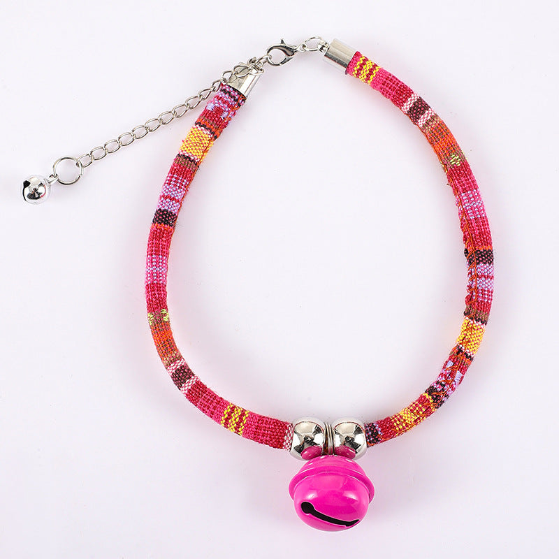 Ondaum Adjustable Monochrome Collar Cat Chain – Trendy Cloth Necklace for Pets