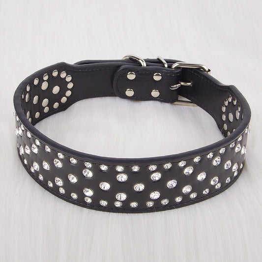 Pet Collar Shiny Rhinestone Leather Small  Medium And Large Dog Supplies
