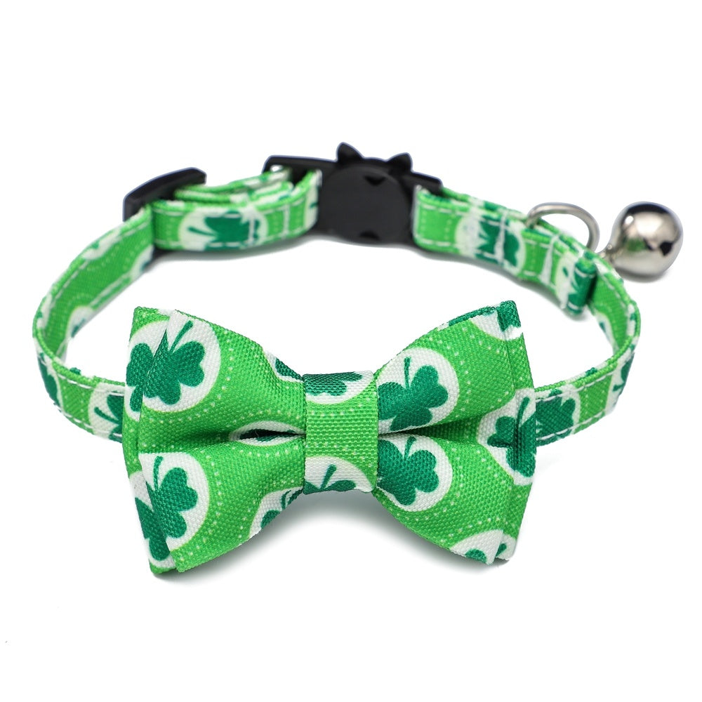 Irish Festival Plaid Bow Cat Collar