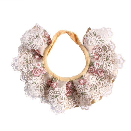 Ondaum Pet Peacock Feather Lace Embroidered Scarf - Elegant & Versatile Pet Accessory for All Seasons