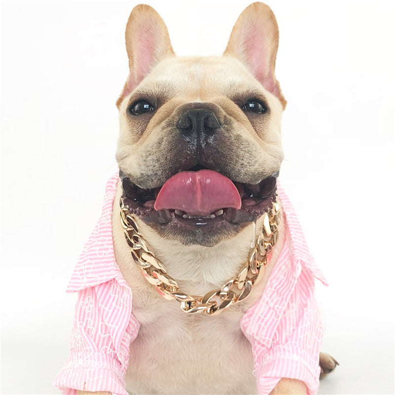 Ondaum Gold Color Chain Buckle Dog Collar – Stylish Pet Necklace Ornament for Small and Medium Dogs