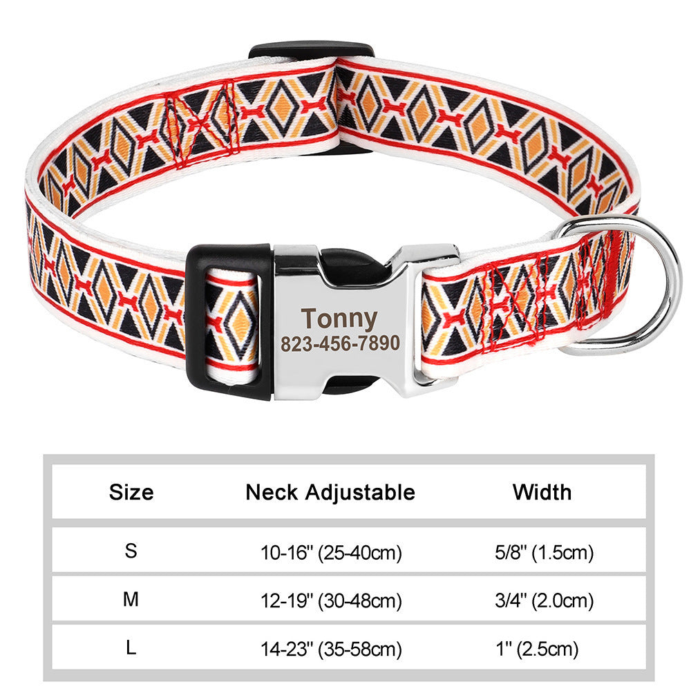 Personalized Nylon Pet Collar - Customizable Mohair Collar for Dogs and Cats, Available in Multiple Colors and Sizes