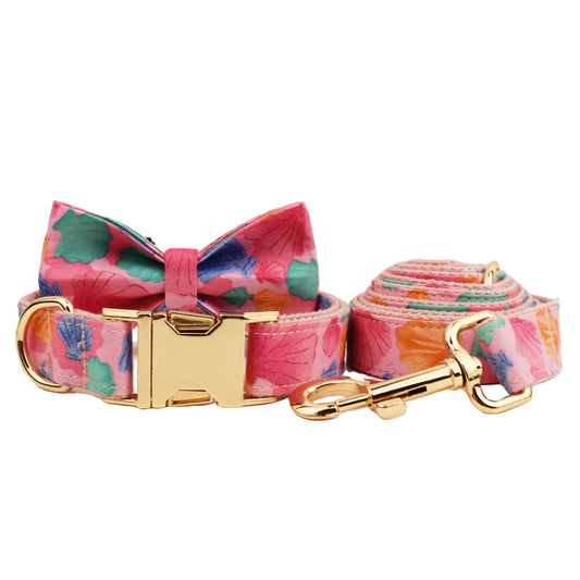 Ondaum Foundation Shell Dog Collar Set – Adjustable Pet Collar, Leash, Bow, and Vest for Small & Medium Dogs