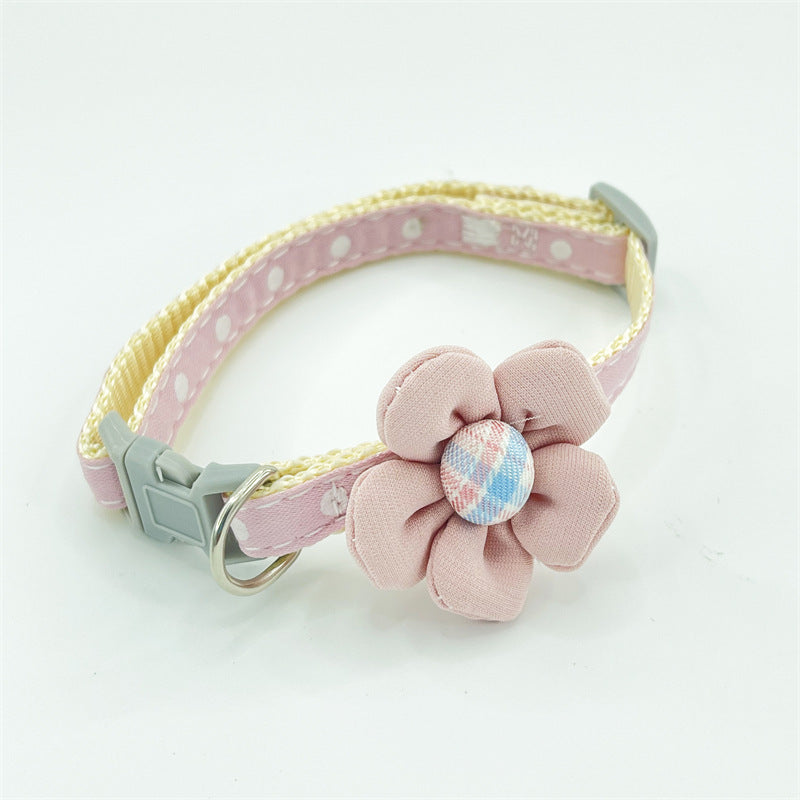 Ondaum Cute Cartoon Flower Polka Dot Collar - Playful & Stylish Pet Collar for Dogs and Cats