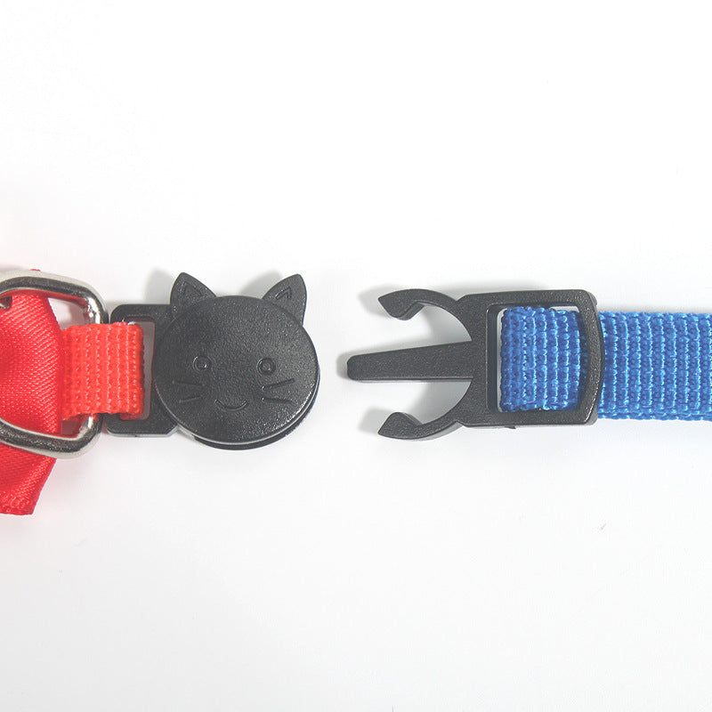 Pet Bowknot Collar Nylon Webbing Multicolor Adjustable Belt Bell Jewelry Safety Buckle