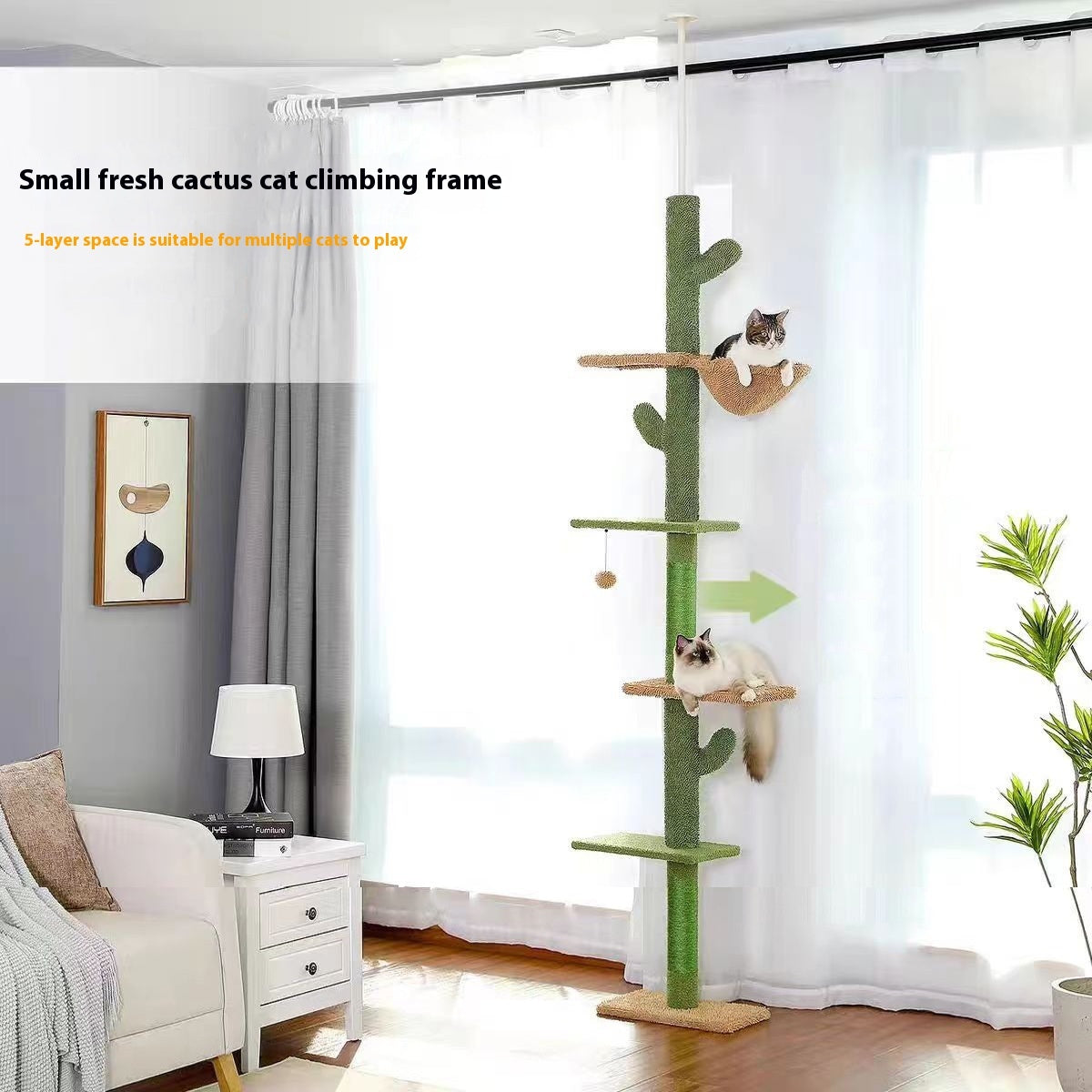 Ondaum Cactus Cat Nest – Integrated Cat Tree, Scratch Board, and Climbing Frame