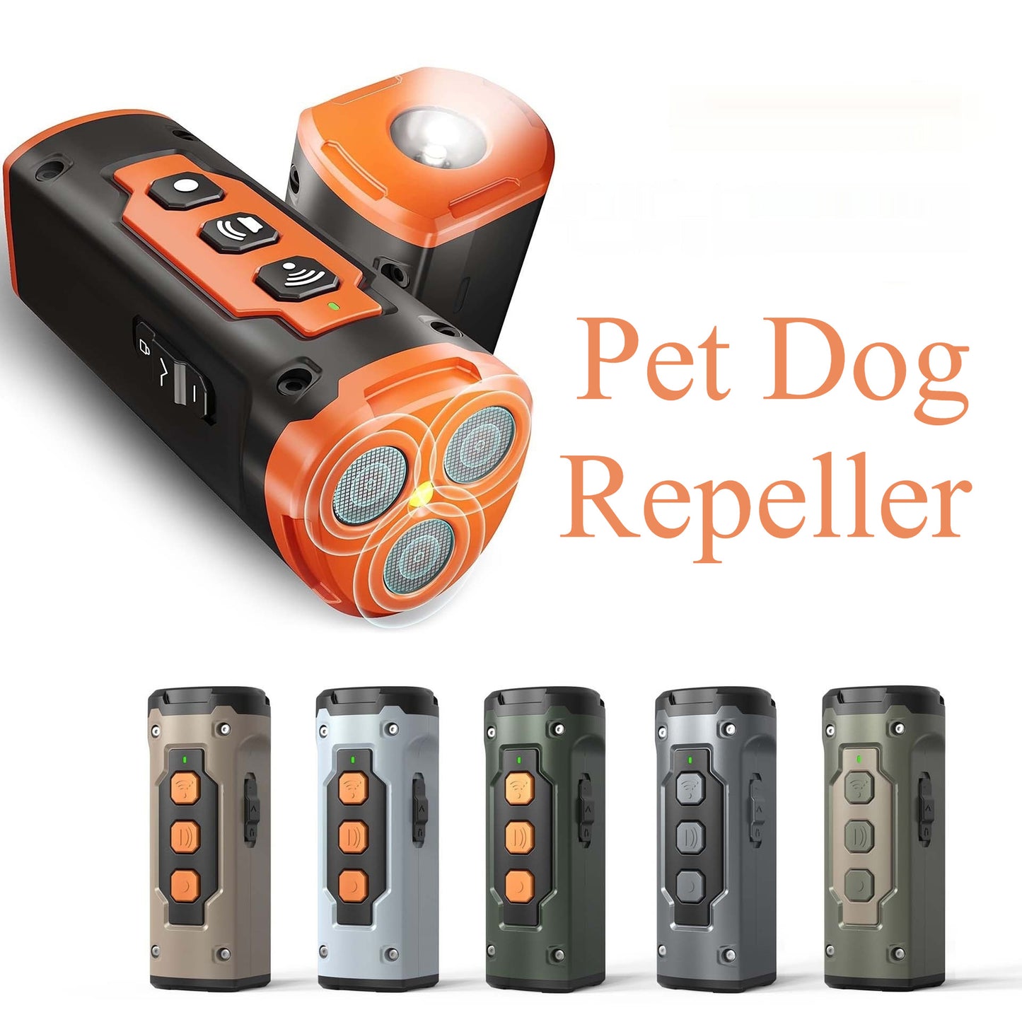 Dog Drive 초음파 3헤드 짖는 소리 플러그 토치 Dog Drive 인공물 LED 손전등이 있는 개 짖는 소리 방지 장치