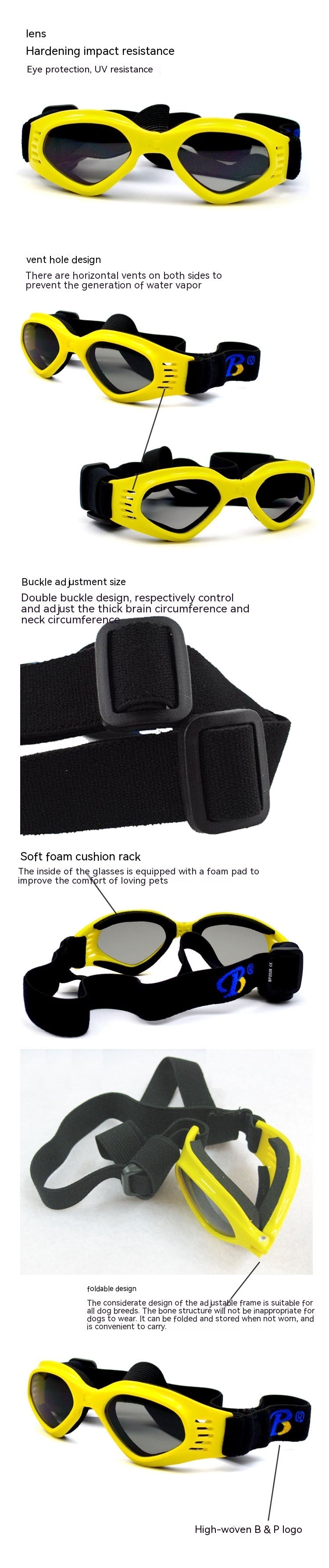 Goggles For Dogs Pet Sunglasses UV Protection UV400 Lens Multiple Colors