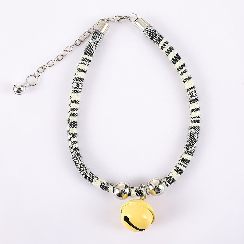 Ondaum Adjustable Monochrome Collar Cat Chain – Trendy Cloth Necklace for Pets