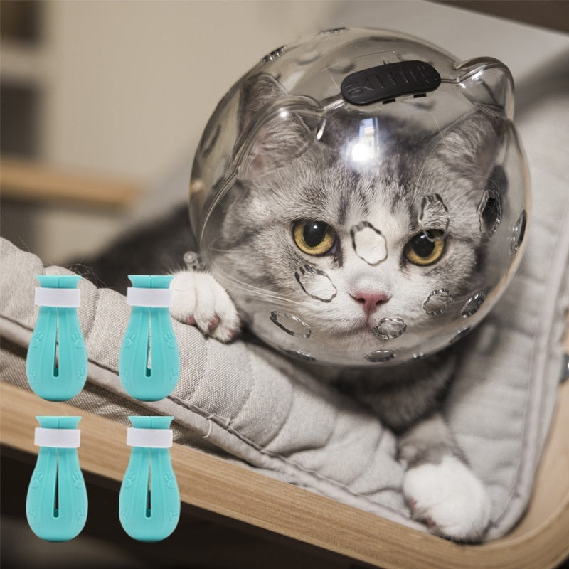 Ondaum Cat Head Cover & Protective Booties – Anti-Bite, Anti-Scratch, Anti-Licking Safety Collar for Grooming & Bathing