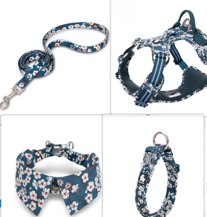 Ondaum Pet Fashion Personality Dog Collar with Bow Tie - Stylish Cotton Collar for Dogs in Floral Designs
