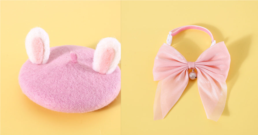 Stylish Wool Cat Hat with Rabbit Ears