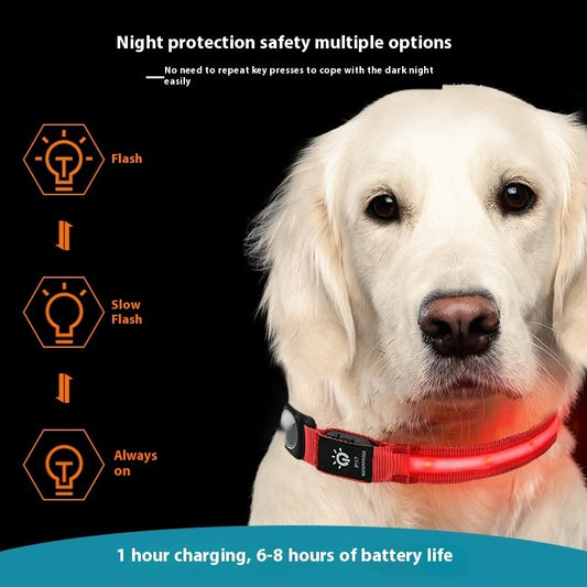 Ondaum Pet LED Luminous Collar – Waterproof & Adjustable for Night Safety