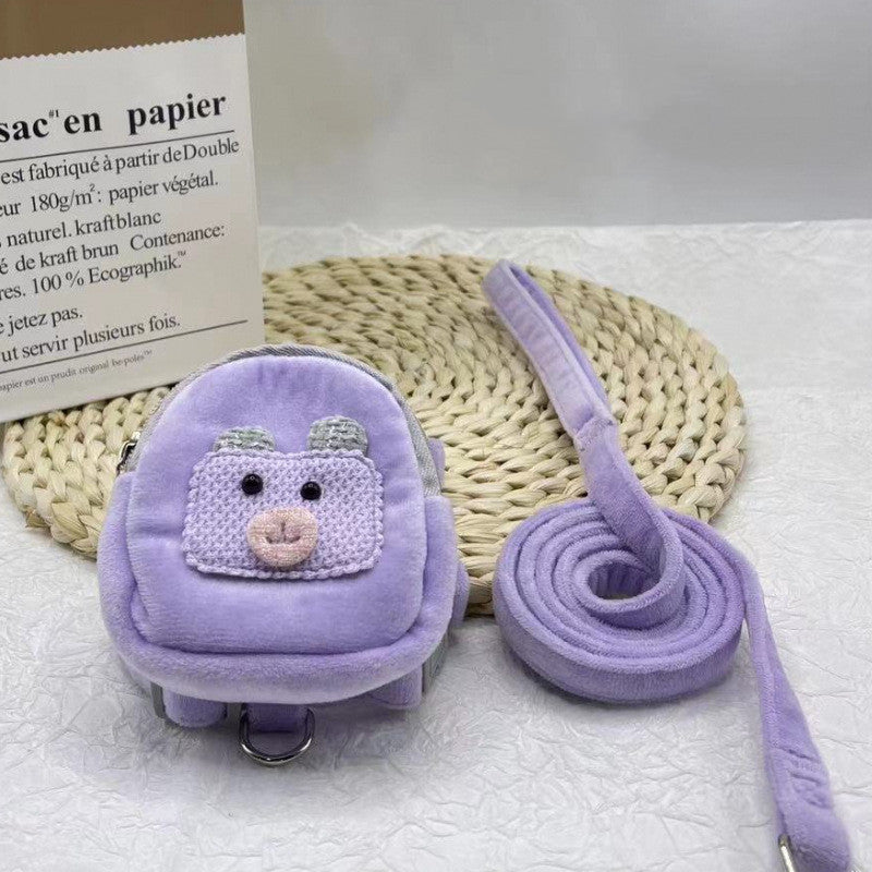 Pet Backpack Teddy Bear Traction Rope Cat Dog Chest Strap