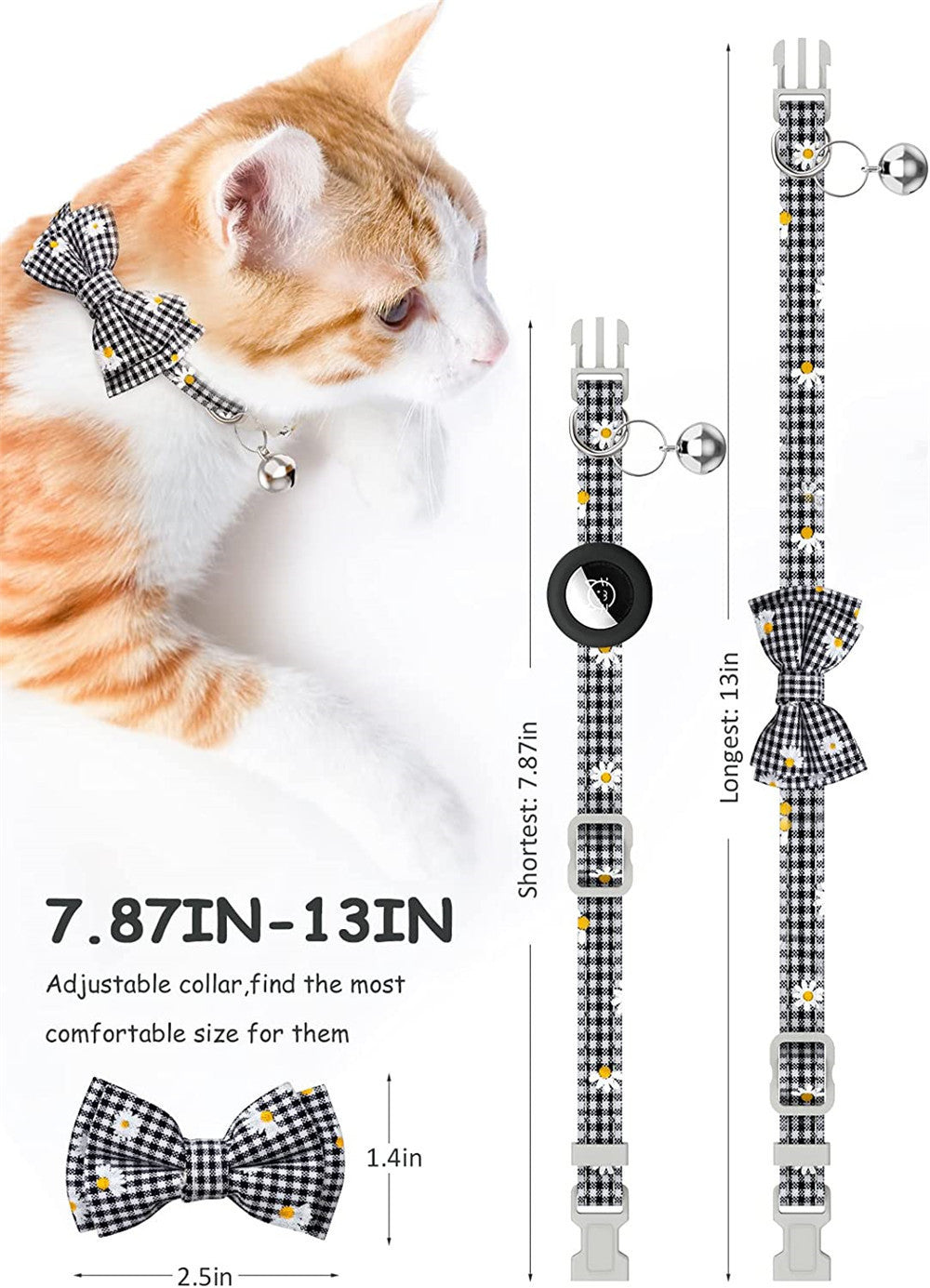 Plaid Bowknot Pet Collar for Dogs & Cats