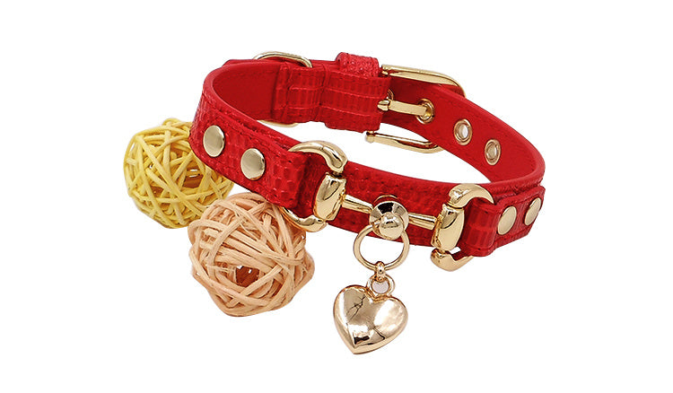 Lizard Pattern Double Buckle Leather Pet Collar