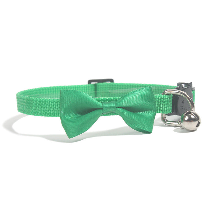 Pet Bowknot Collar Nylon Webbing Multicolor Adjustable Belt Bell Jewelry Safety Buckle