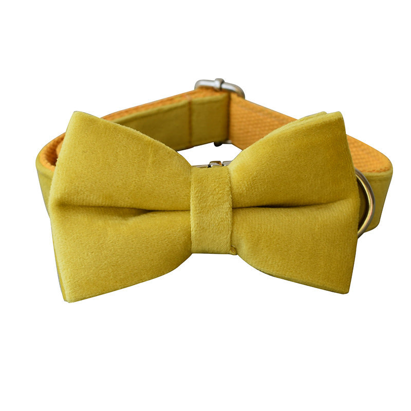 Yellow Fleece Pet Dog Collar Adjustable For Medium To Large Dogs