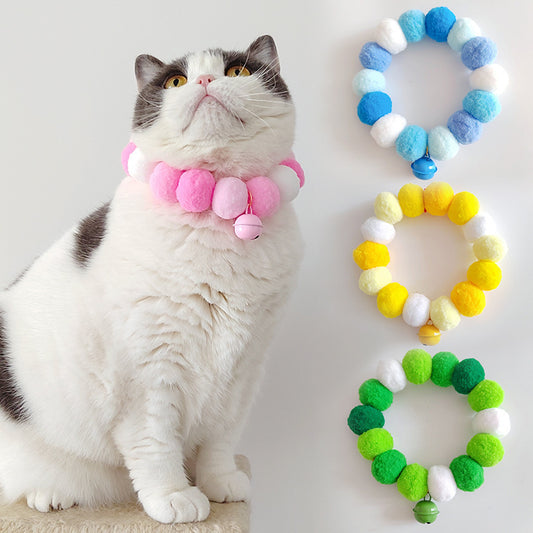 Ondaum Pet Fur Ball Collar with Bell – Stylish & Comfortable Cat Ornament