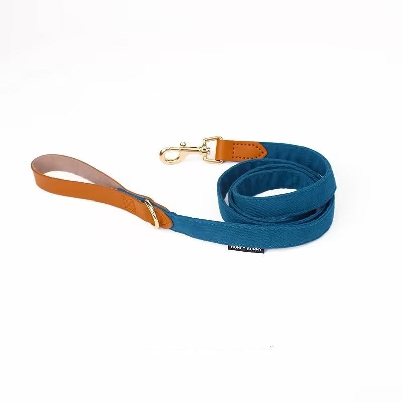 Ondaum Leather Bowknot Dog Collar with Hand Holding Rope – Stylish Pet Accessory with Alloy Details
